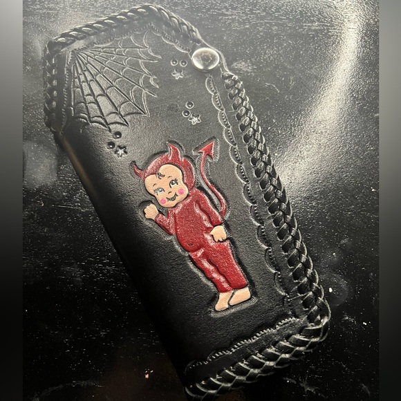 Handbags - Leather coffin wallet with Cupee devil and black cats